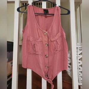 Sleeveless Tie Front Blouse